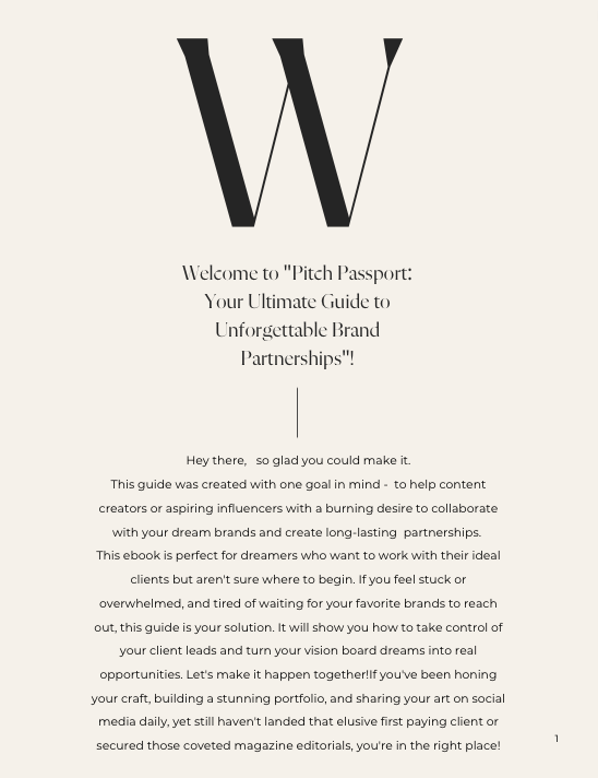 Pitch Passport: A creatives guide for Brand Partnerships